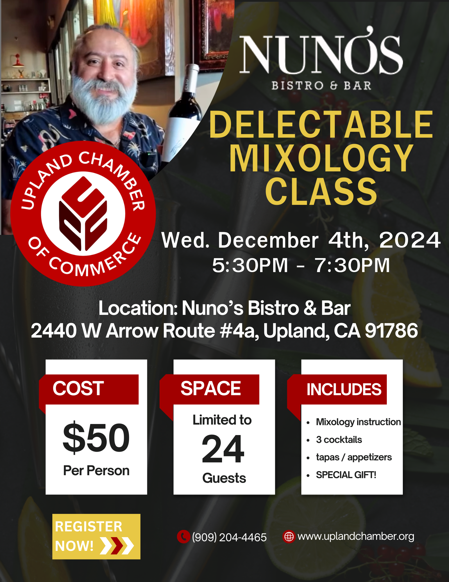 nunos-delectable-mixology-class Event Flyer