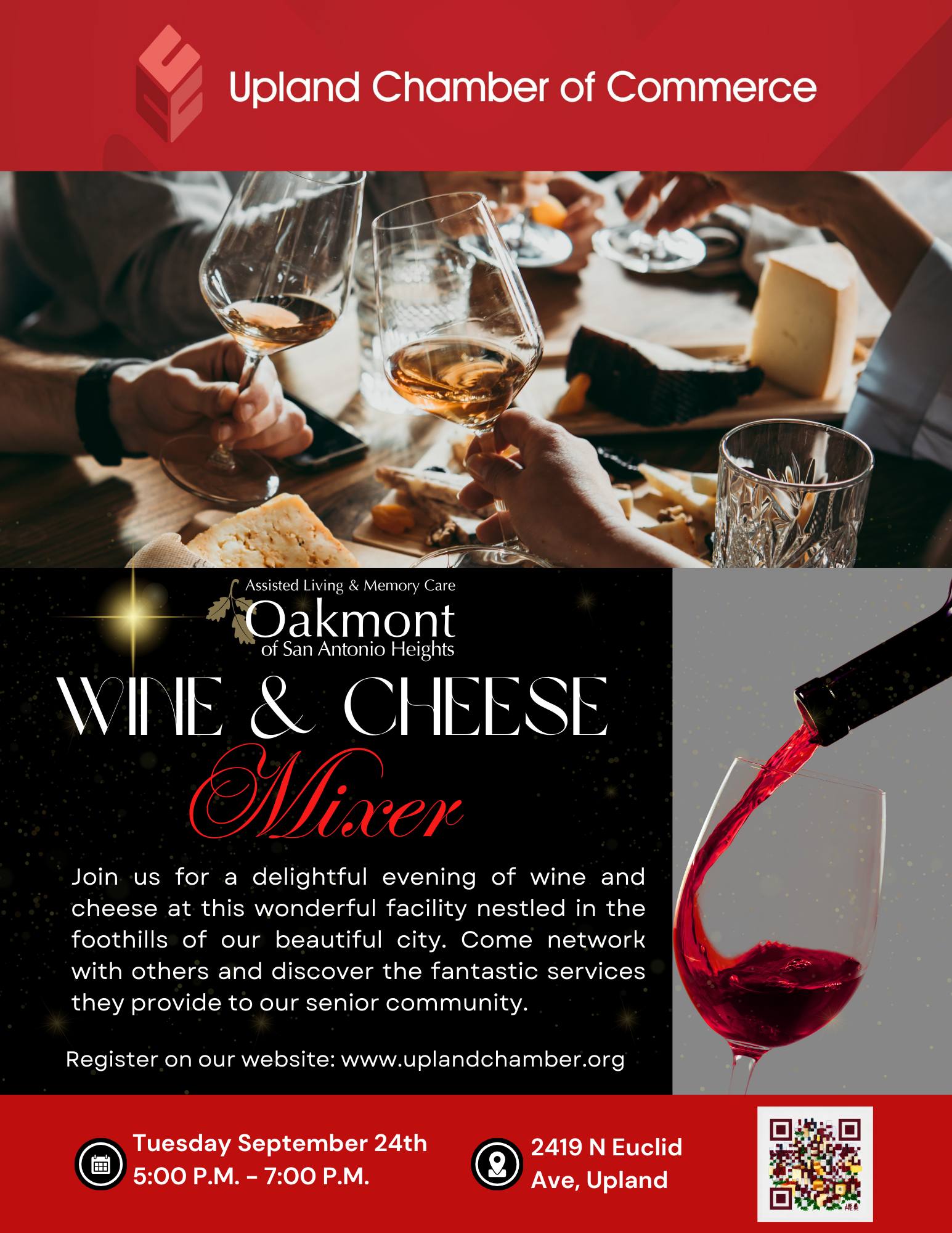 chamber-pop-up-events-wine-and-cheese-mixer-at-oakmont-of-san-antonio Event Flyer